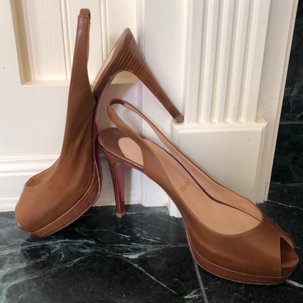 SOLD - Christian Louboutin Camel Slingback Heels